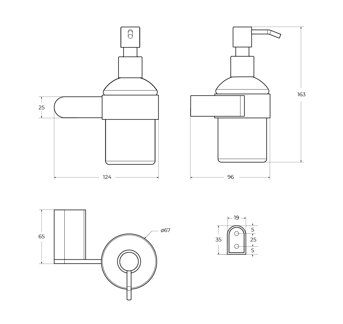 Диспенсер для мыла подвесной Cezares STYLUS-SOIS-V-BORO