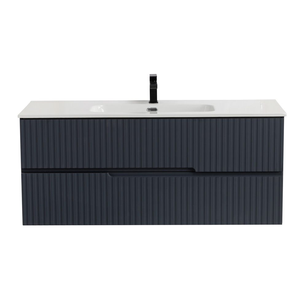 Тумба подвесная CEZARES DUET-N-1200-2C-SO-GR-P с раковиной CZR-8095-120, графит 