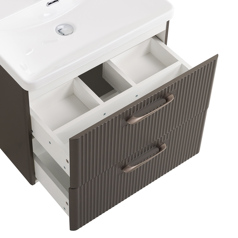 Подвесная тумба с раковиной Belbagno DUE 50 см Оружейная сталь DUE-500-2C-SO-GM-P + BB-8076-3-50