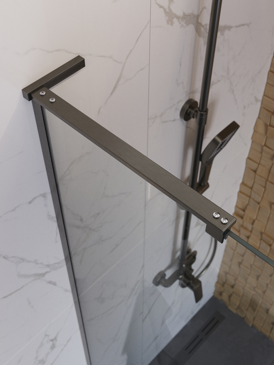 Душевая перегородка BelBagno UNO-L-1-TB-80-C-GM профиль оружейная сталь, стекло прозрачное