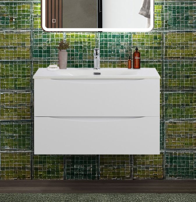 Тумба с раковиной подвесная BelBagno MARINO-CER-N-800-2C-SO-BL-P Bianco Lucido, раковина белая BB-8099-80