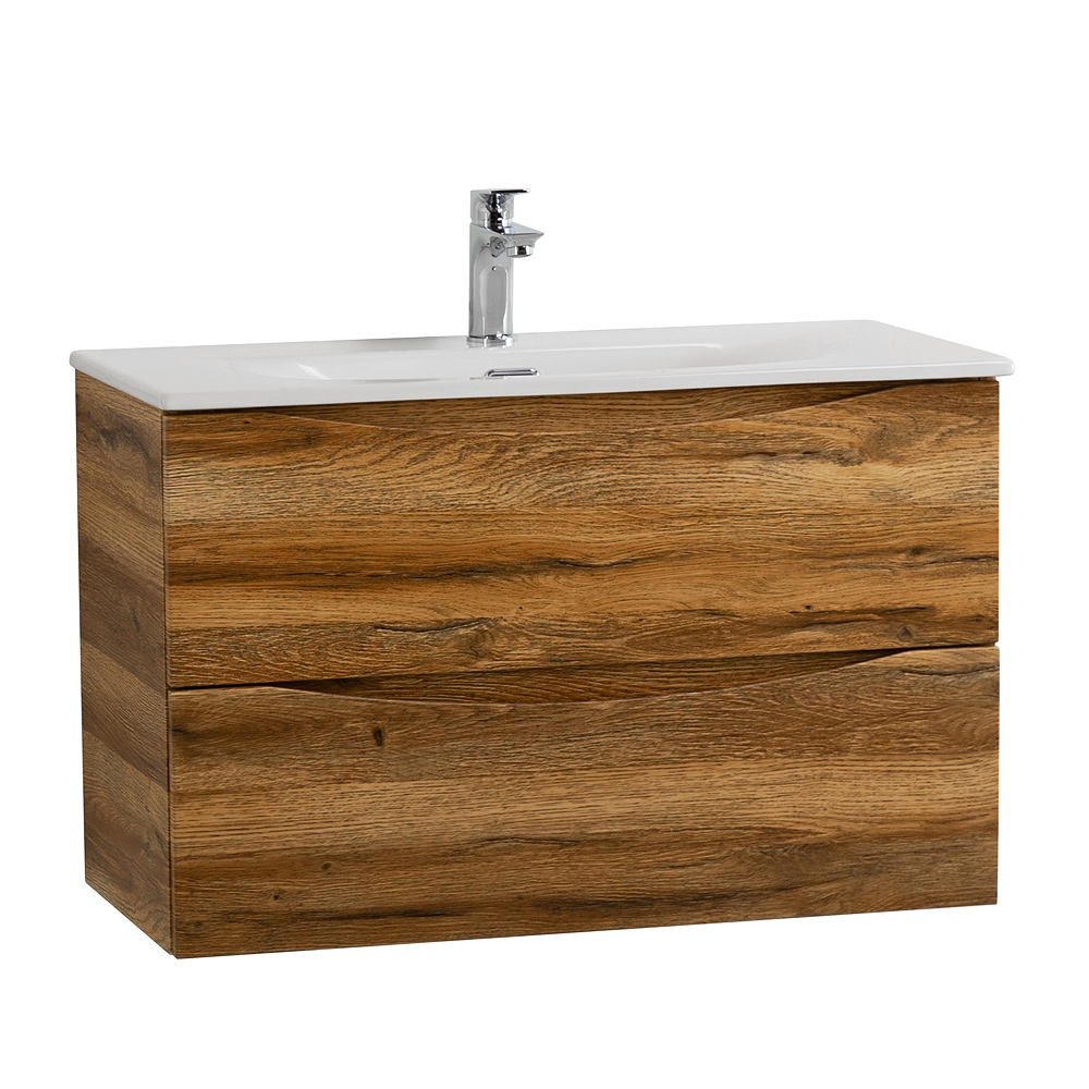 Тумба с раковиной подвесная BelBagno MARINO-CER-MINI-900-2C-SO-RR-P Rovere Rustico, раковина белая BB-8099-3-90