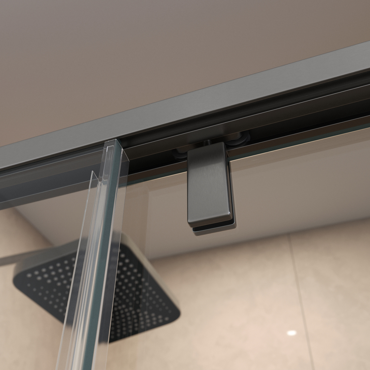 Душевая дверь шириной 110см BelBagno SOFT_CLOSE-1-BF-1-110-C-GM профиль оружейная сталь, стекло прозрачное