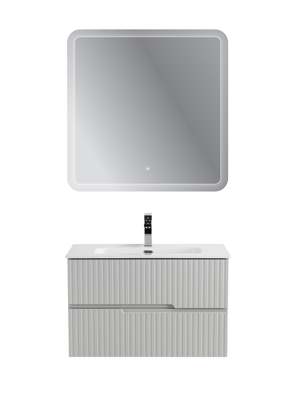 Тумба подвесная CEZARES DUET-N-800-2C-SO-GPR-P с раковиной CZR-8095-80, серый жемчужный