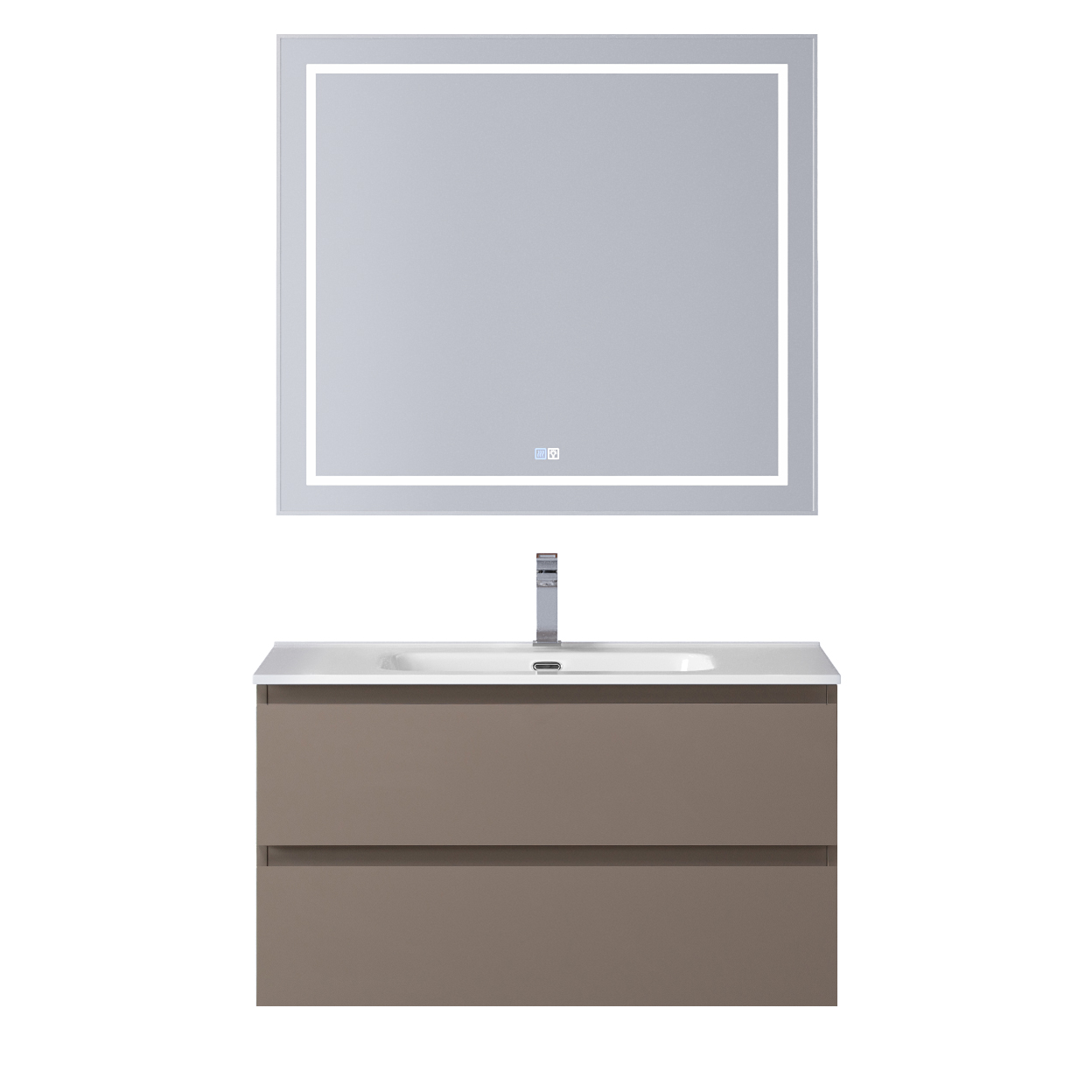 Тумба с раковиной подвесная BelBagno KRAFT-800-2C-SO-CO Бежевый матовый, раковина белая BB800ETL