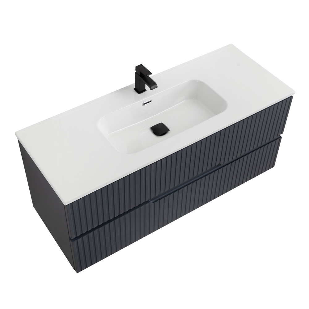Тумба подвесная CEZARES DUET-N-1200-2C-SO-GR-P с раковиной CZR-8095-120, графит 