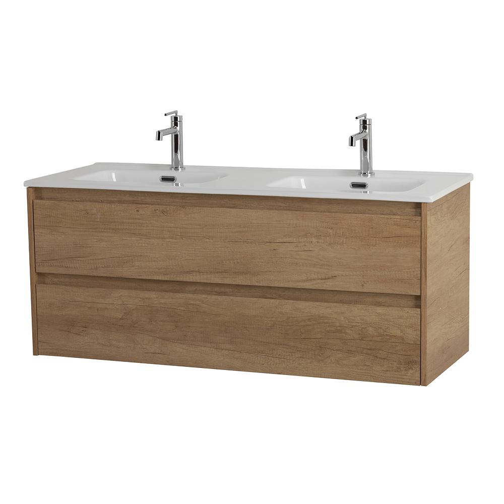 Тумба BelBagno KRAFT-1200-2C-SO-2-RNN с 2-й раковиной BelBagno BB1200-2-ETL, Rovere Nebrasca Nature