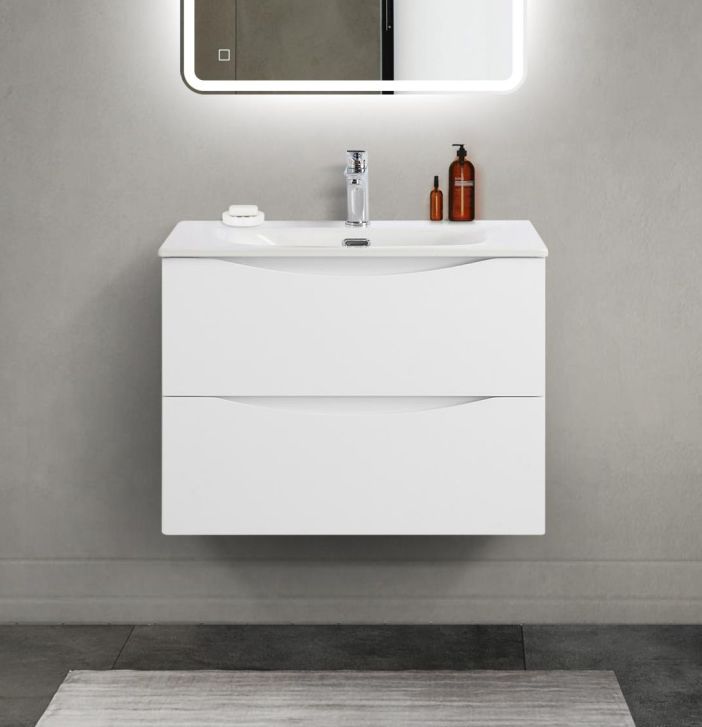 купить Тумба с раковиной подвесная BelBagno MARINO-CER-MINI-700-2C-SO-BO-P Bianco Opaco, раковина белая BB-8099-3-70 