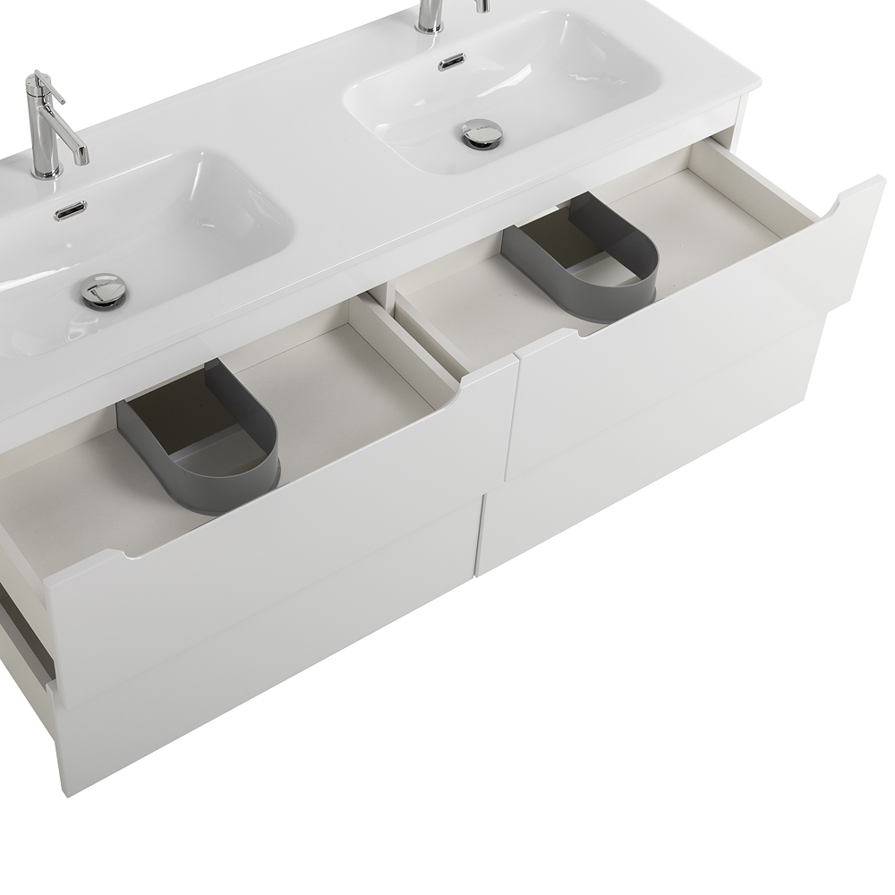 Тумба BelBagno ETNA-1200-4C-SO-2-BL с 2-й раковиной BelBagno BB1200-2-ETL, Bianco Lucido