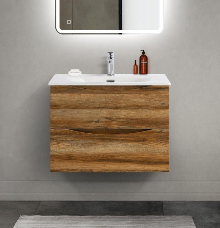 купить Тумба с раковиной подвесная BelBagno MARINO-CER-MINI-700-2C-SO-RR-P Rovere Rustico, раковина белая BB-8099-3-70 