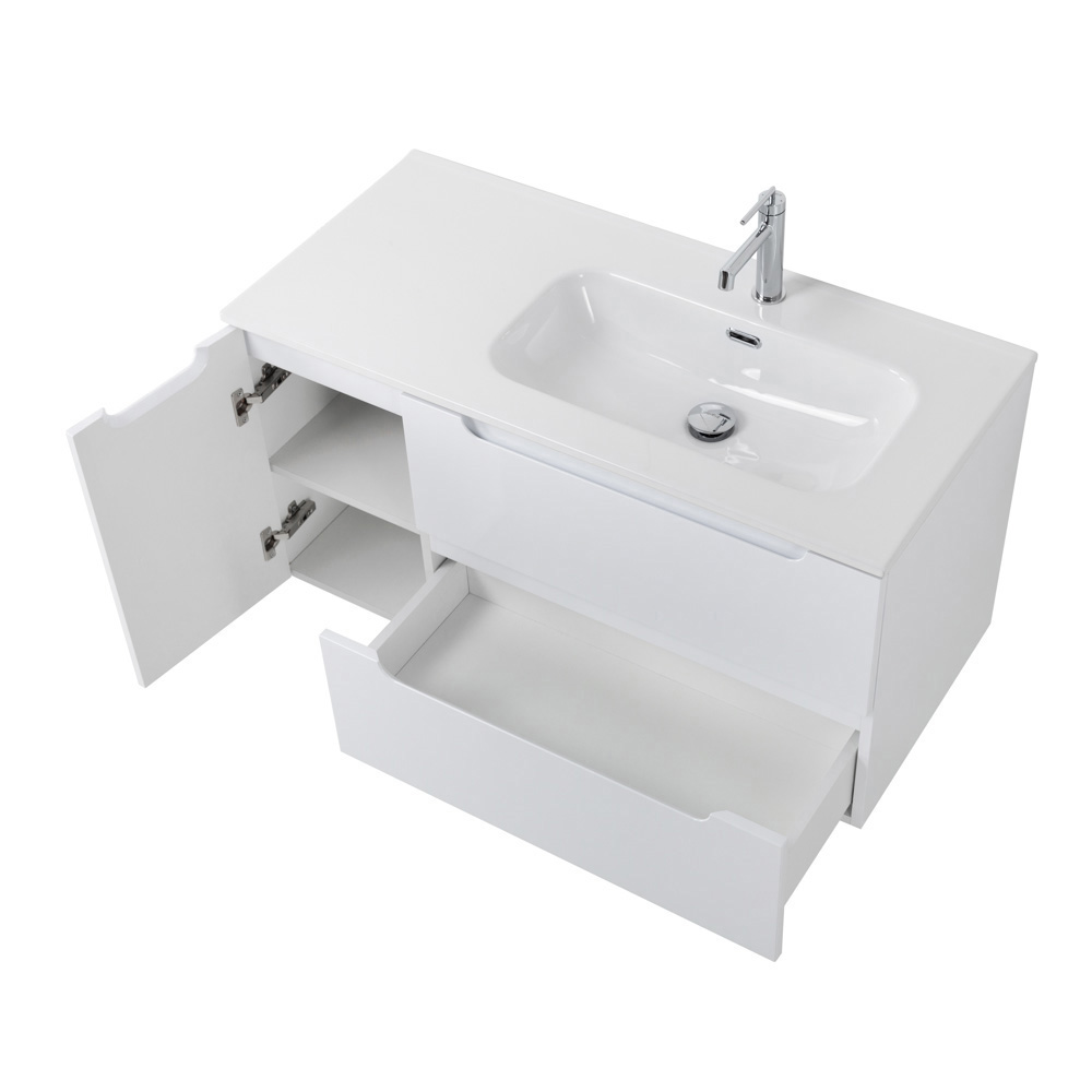 Подвесная тумба с раковиной BelBagno ETNA 100 Bianco Lucido правая, ETNA-1000-2C-1A-SO-BL-R + BB1000ETL-R