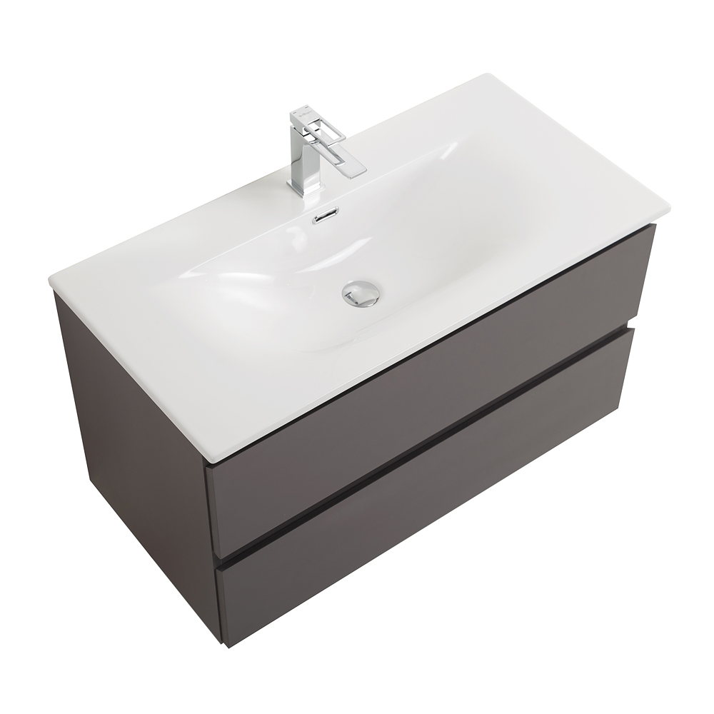 Тумба с раковиной подвесная BelBagno KRAFT-800-2C-SO-GSO Темно-Серый матовый, раковина белая BB-8099-80
