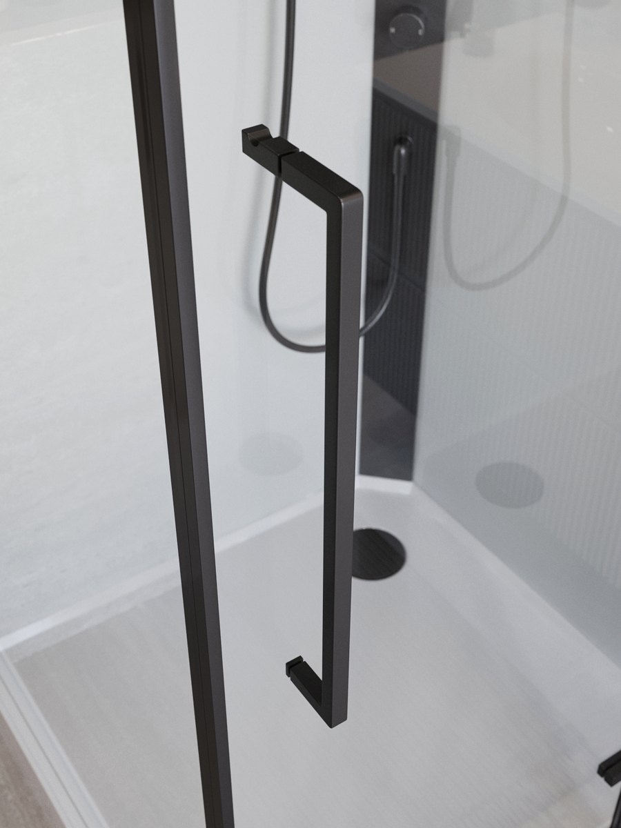Душевая кабина BelBagno UNO-CAB-A-1-90-C-NERO-Bi-TOP-R правосторонняя