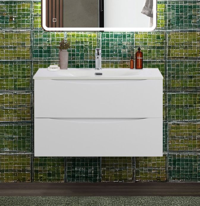 Тумба с раковиной подвесная BelBagno MARINO-CER-N-800-2C-SO-BO-P Bianco Opaco, раковина белая BB-8099-80