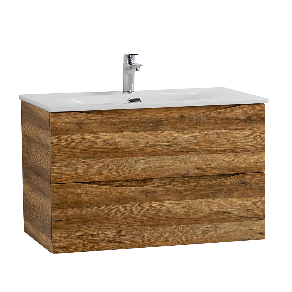 Тумба с раковиной подвесная BelBagno MARINO-CER-N-800-2C-SO-RR-P Rovere Rustico, раковина белая BB-8099-80
