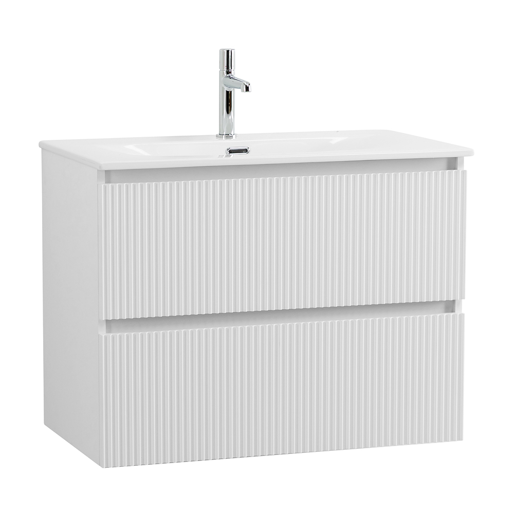 Тумба с раковиной подвесная BelBagno UNO-900-2C-SO-BO Bianco Opaco, раковина белая BB-8099-90