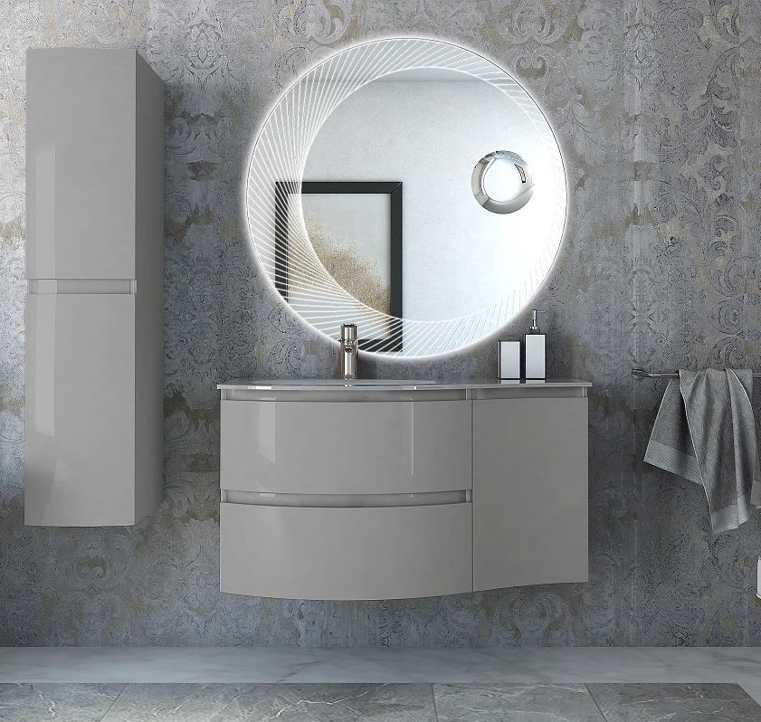 купить Мебель для ванной чаша слева Cezares VAGUE 104 Grigio lucido 54854+54855 