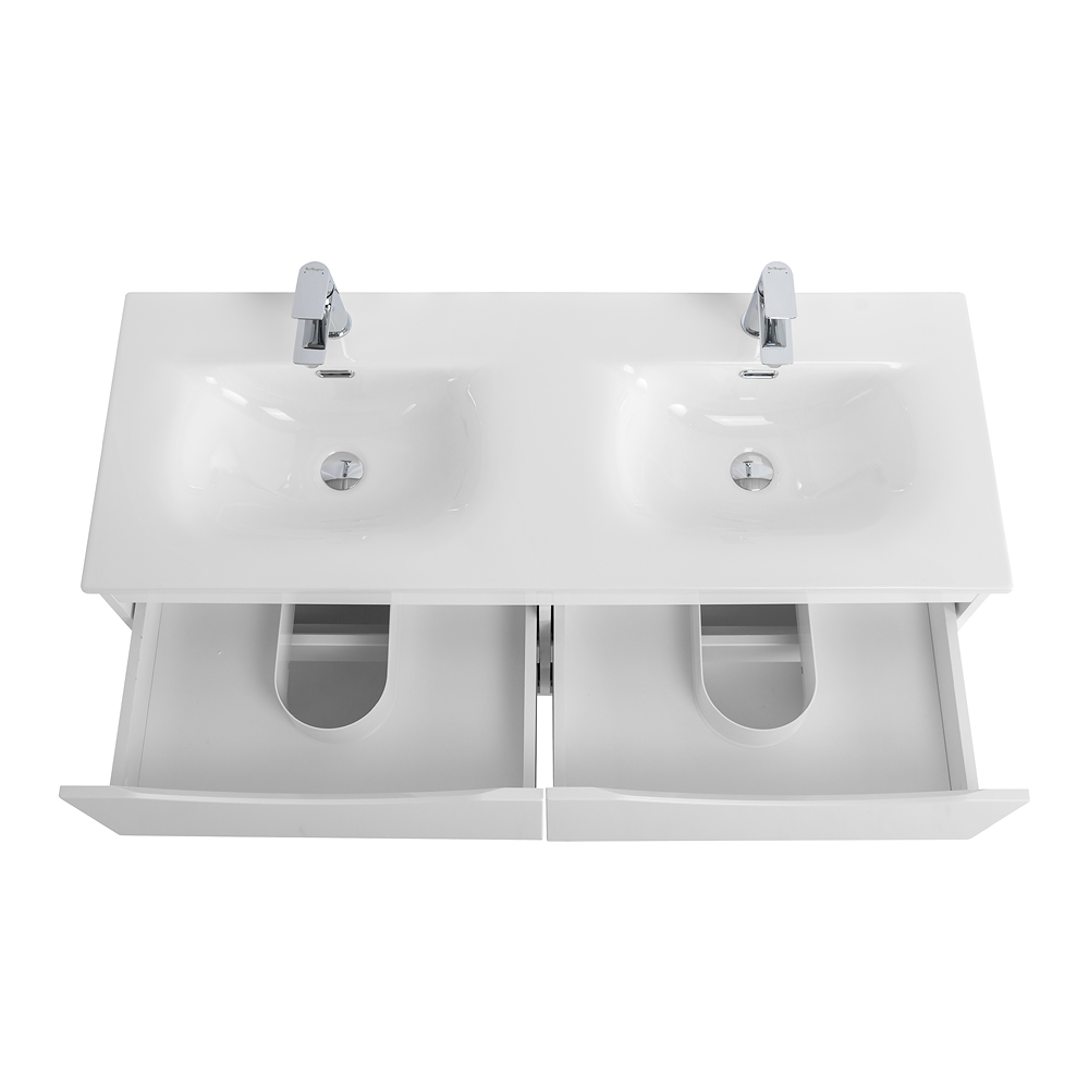 Тумба с раковиной подвесная BelBagno MARINO-CER-N-1200-4C-SO-BO-P Bianco Opaco, раковина белая BB-8099-120-2 с 2-я чашами