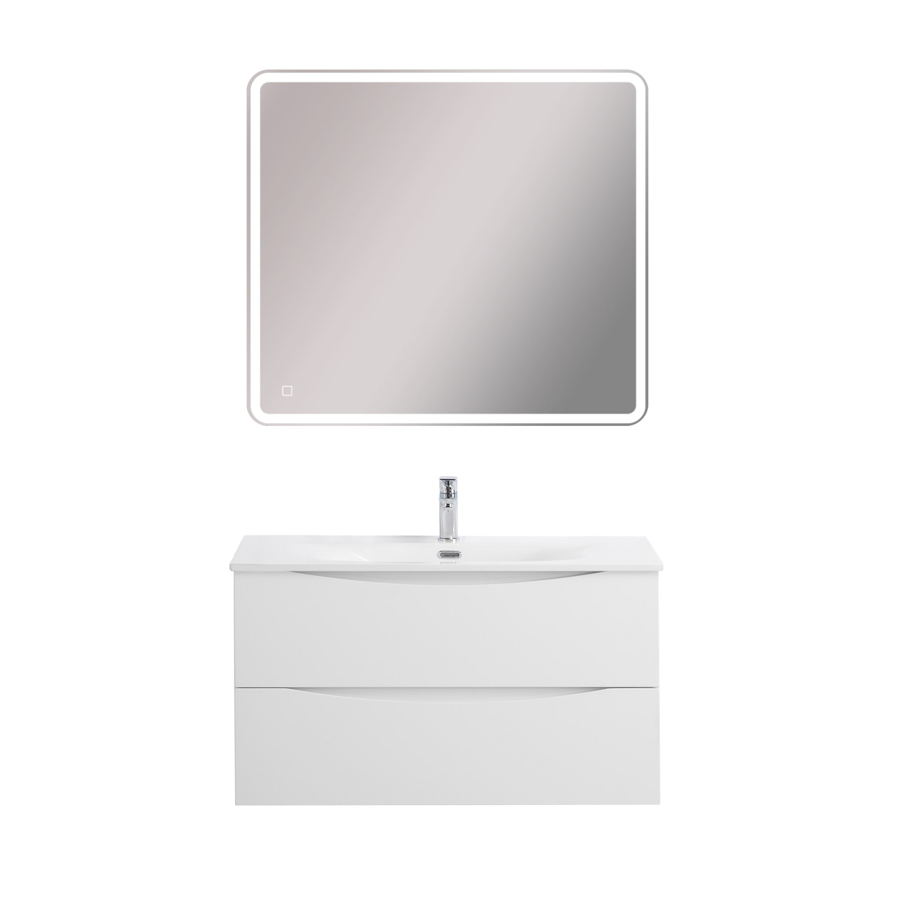 Тумба с раковиной подвесная BelBagno MARINO-CER-MINI-900-2C-SO-BL-P Bianco Lucido, раковина белая BB-8099-3-90
