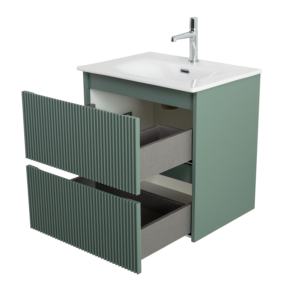 Тумба с раковиной подвесная BelBagno UNO-600-2C-SO-VO Еловый матовый, раковина белая BB-8099-60