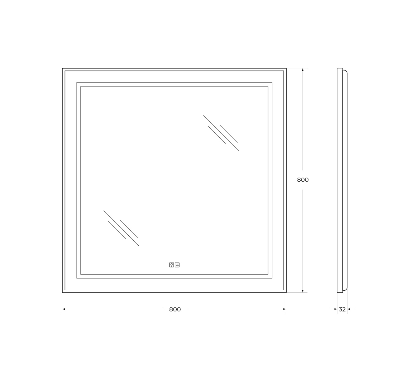 Зеркало BelBagno SPC-KRAFT-800-800-LED-TCH-WARM-NERO