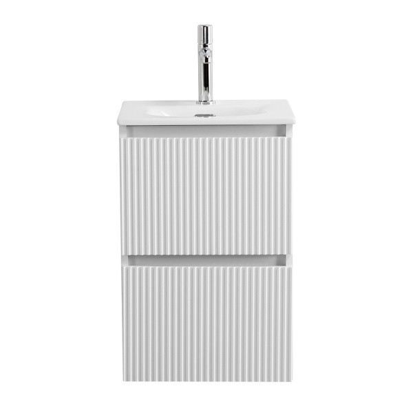 Тумба с раковиной подвесная BelBagno UNO-MINI-400-2C-SO-BO Bianco Opaco, раковина белая BB-8099-3-40