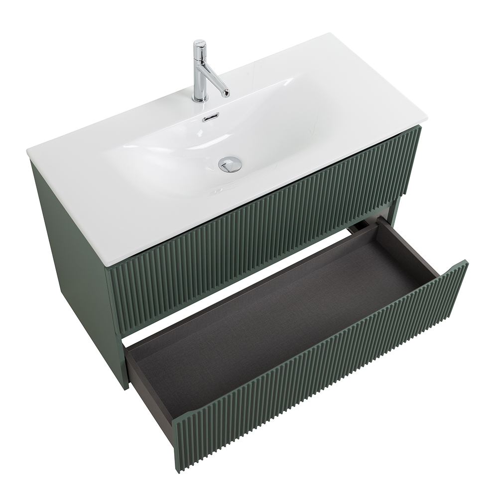 Тумба с раковиной подвесная BelBagno UNO-1000-2C-SO-VO Еловый матовый, раковина белая BB-8099-100