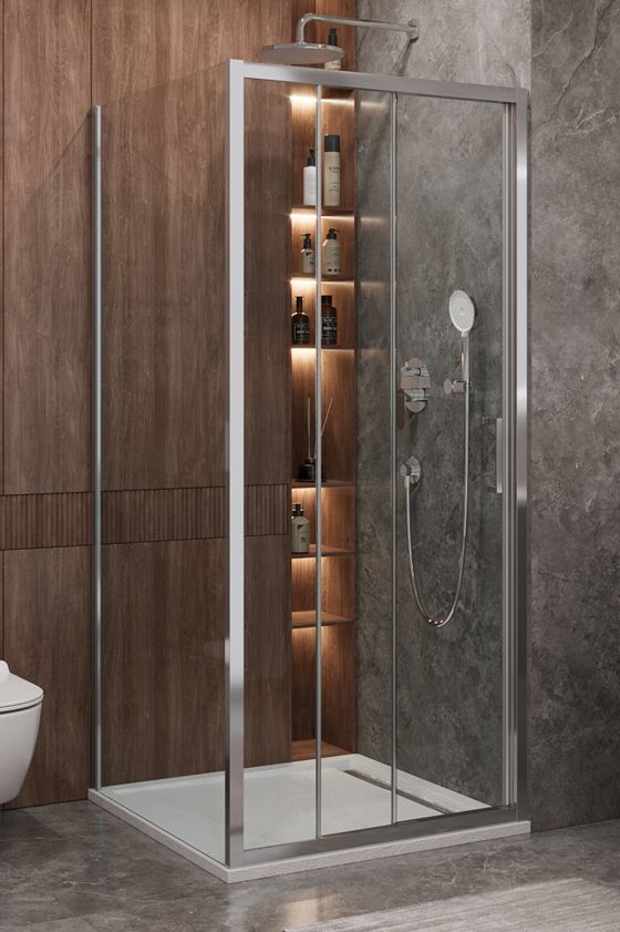 купить Душевой уголок Cezares MOLVENO-AHF-31-90/80-C-CR-IV, 90х80х195, профиль хром, стекло прозрачное 