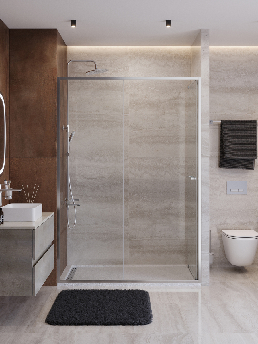 Душевая дверь Cezares LUX-B-FS-11-140-C-CR, 140х195, профиль хром, стекло прозрачное