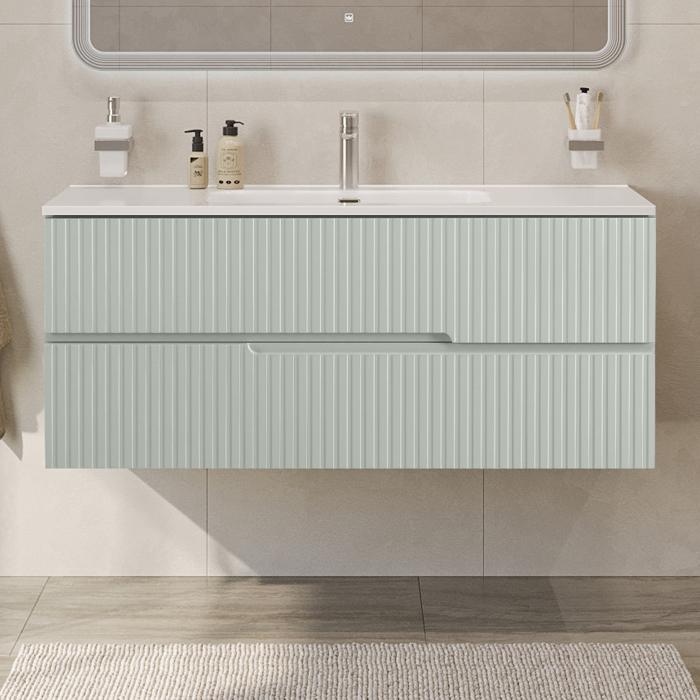 Тумба подвесная CEZARES DUET-N-1200-2C-SO-VPR-P с раковиной CZR-8095-120, зеленый жемчужный