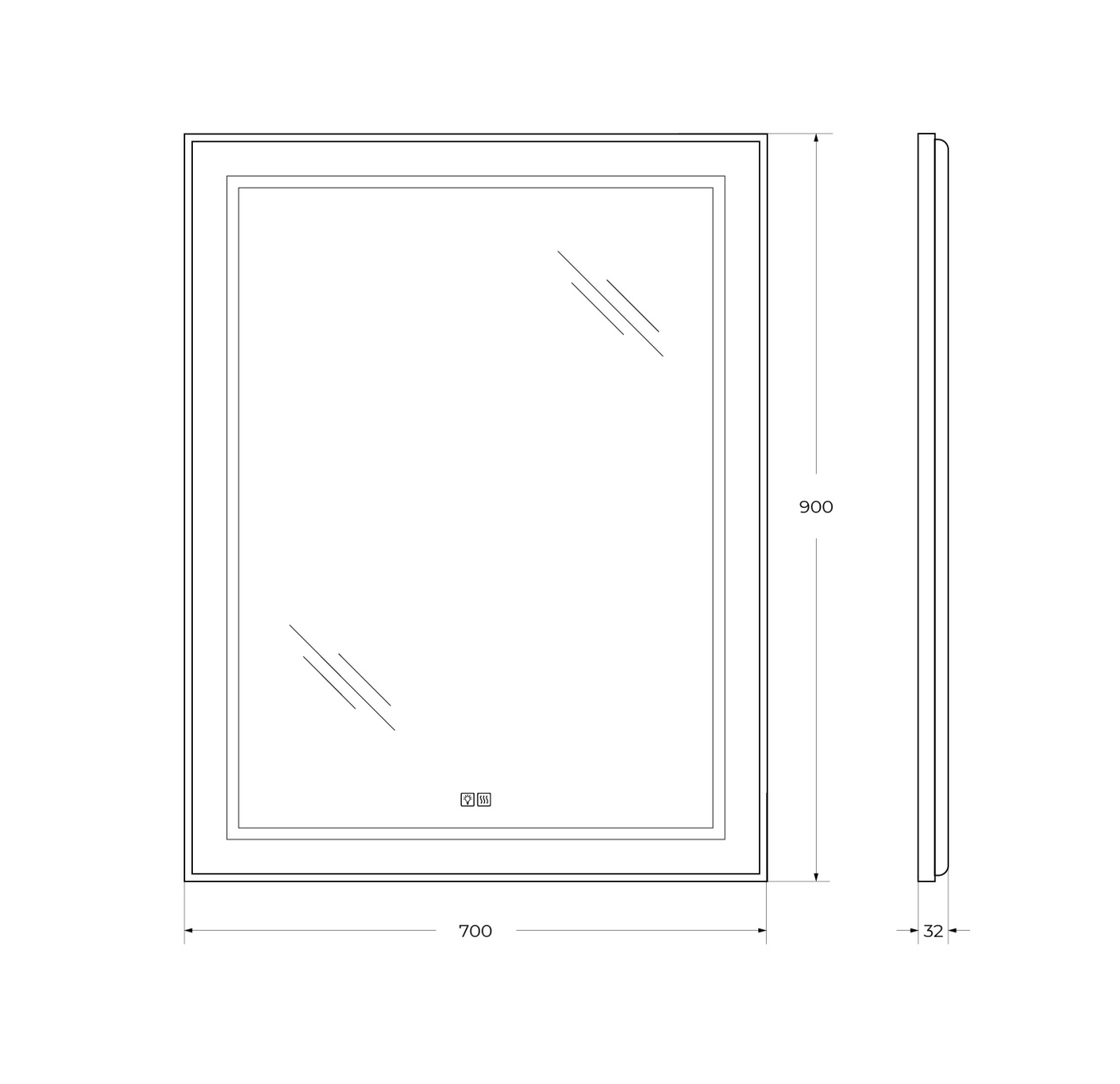 Зеркало BelBagno SPC-KRAFT-700-900-LED-TCH-WARM-NERO