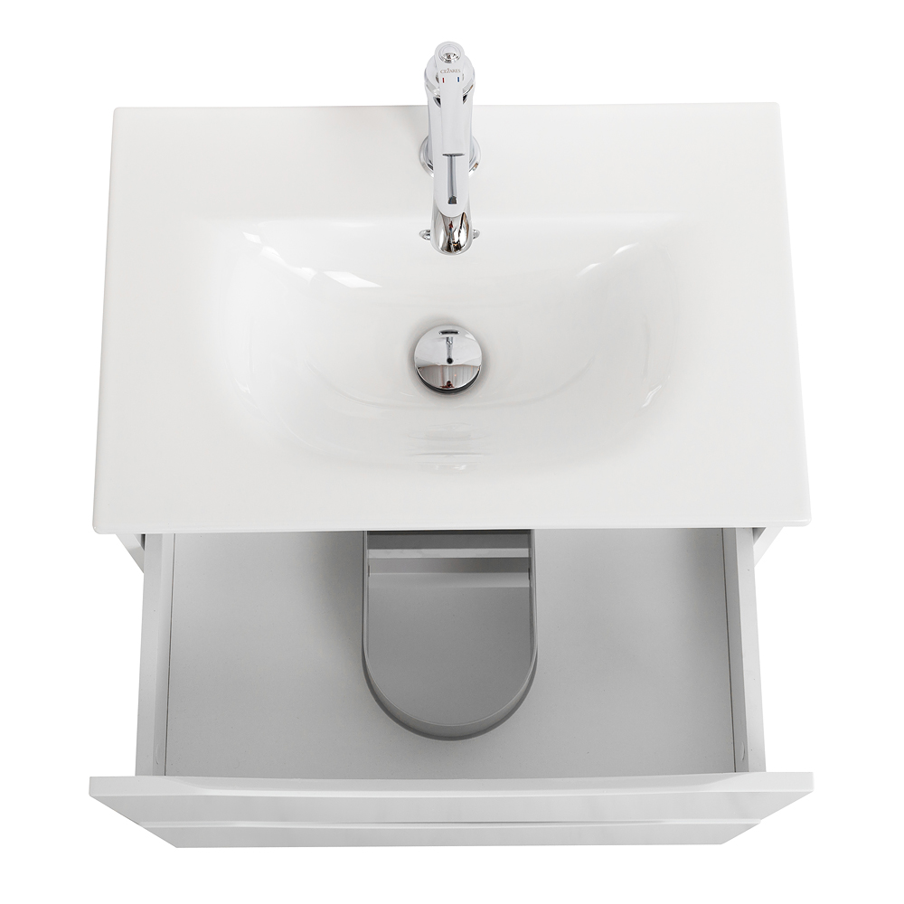 Тумба с раковиной подвесная BelBagno MARINO-CER-MINI-500-2C-SO-BL-P Bianco Lucido, раковина белая BB-8099-3-50