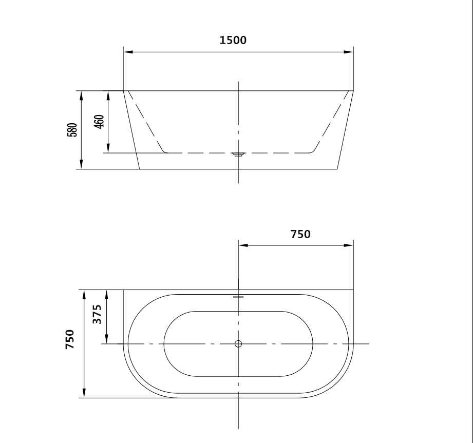 Акриловая ванна AM-206-1500-750
