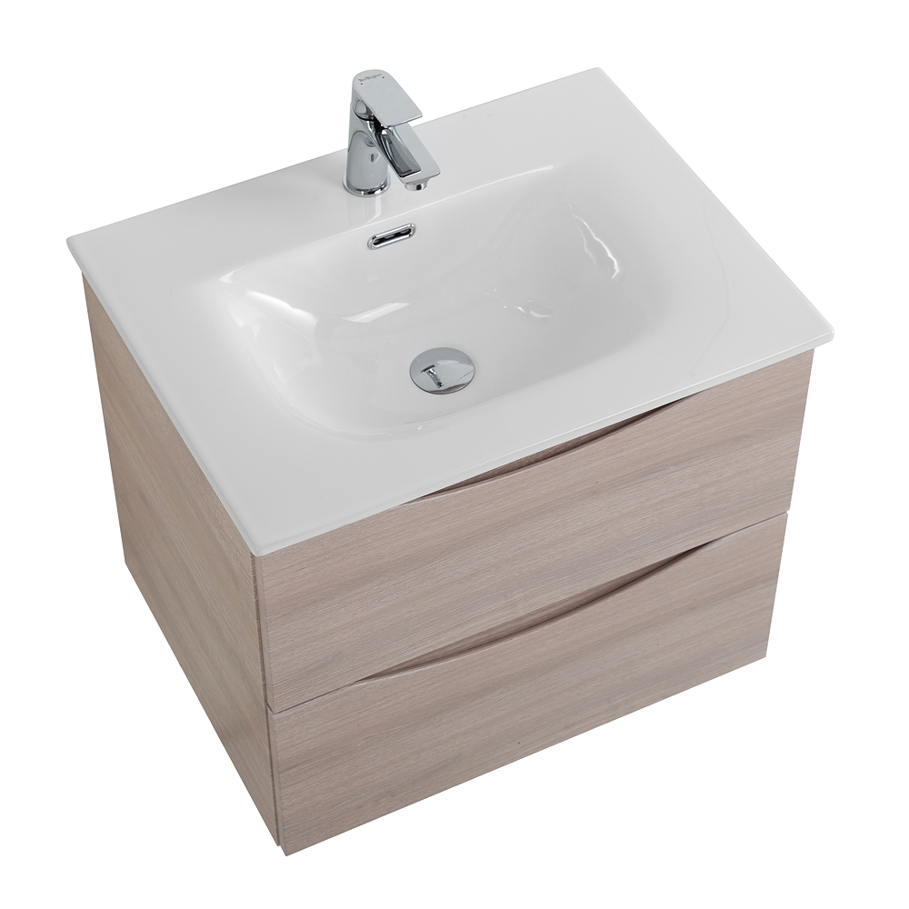 Тумба с раковиной подвесная BelBagno MARINO-CER-N-600-2C-SO-RG-P Rovere Grigio, раковина белая BB-8099-60