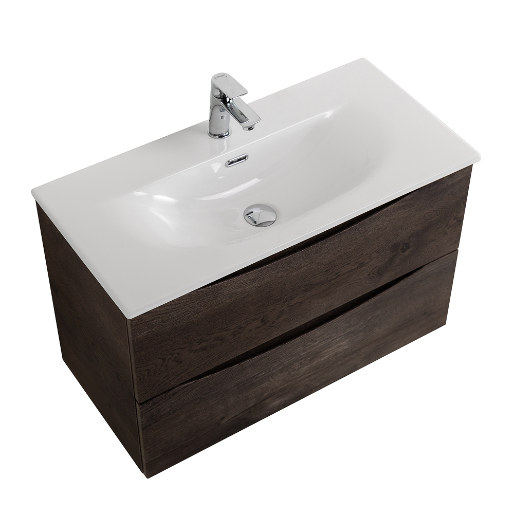 Тумба с раковиной подвесная BelBagno MARINO-CER-MINI-900-2C-SO-RNG-P Rovere Nature Grigio, раковина белая BB-8099-3-90