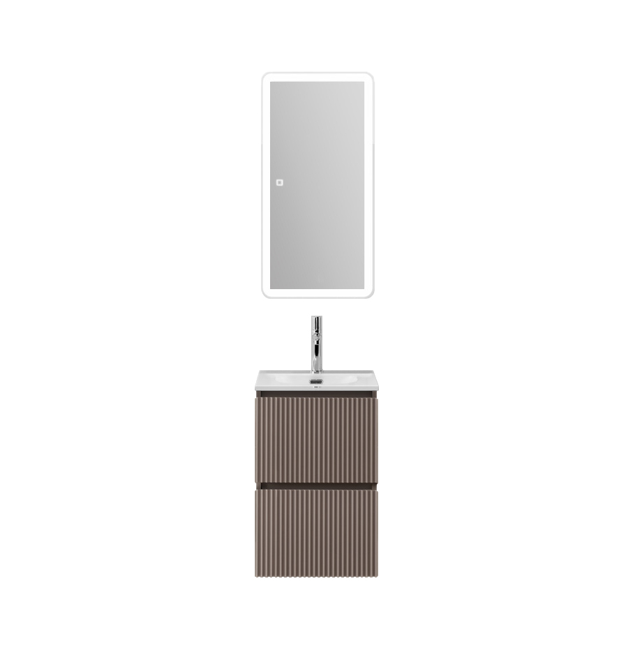 Тумба с раковиной подвесная BelBagno UNO-MINI-400-2C-SO-CO Бежевый матовый, раковина белая BB-8099-3-40