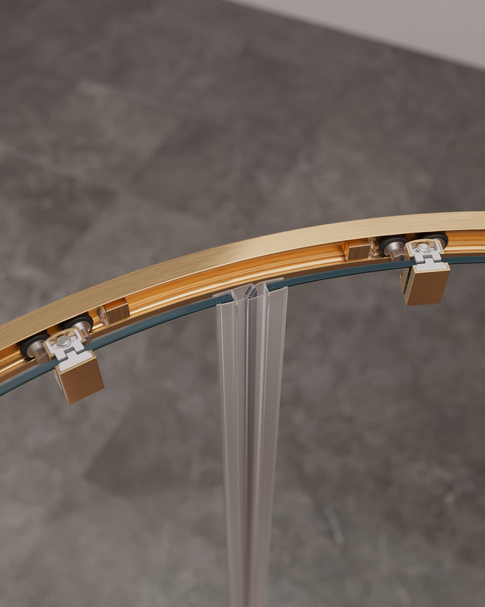 Душевой уголок Cezares MOLVENO-RH-2-120/100-C-BORO-IV, 120х100х195, профиль брашированное золото, прозрачное стекло