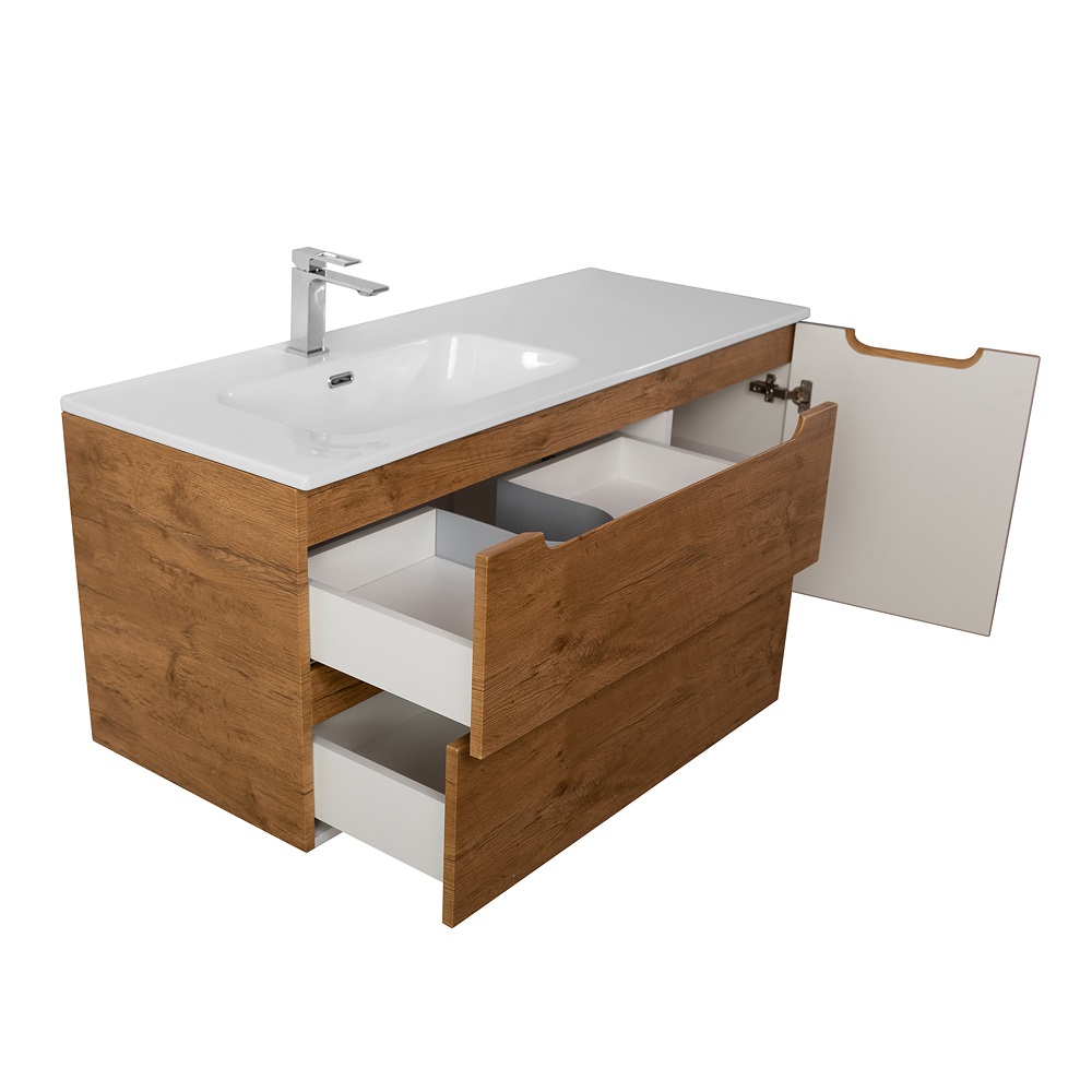 Подвесная тумба с раковиной BelBagno ETNA 120 Rovere Nature левая, ETNA-1200-2C-1A-SO-RN-L + BB1200ETL-L