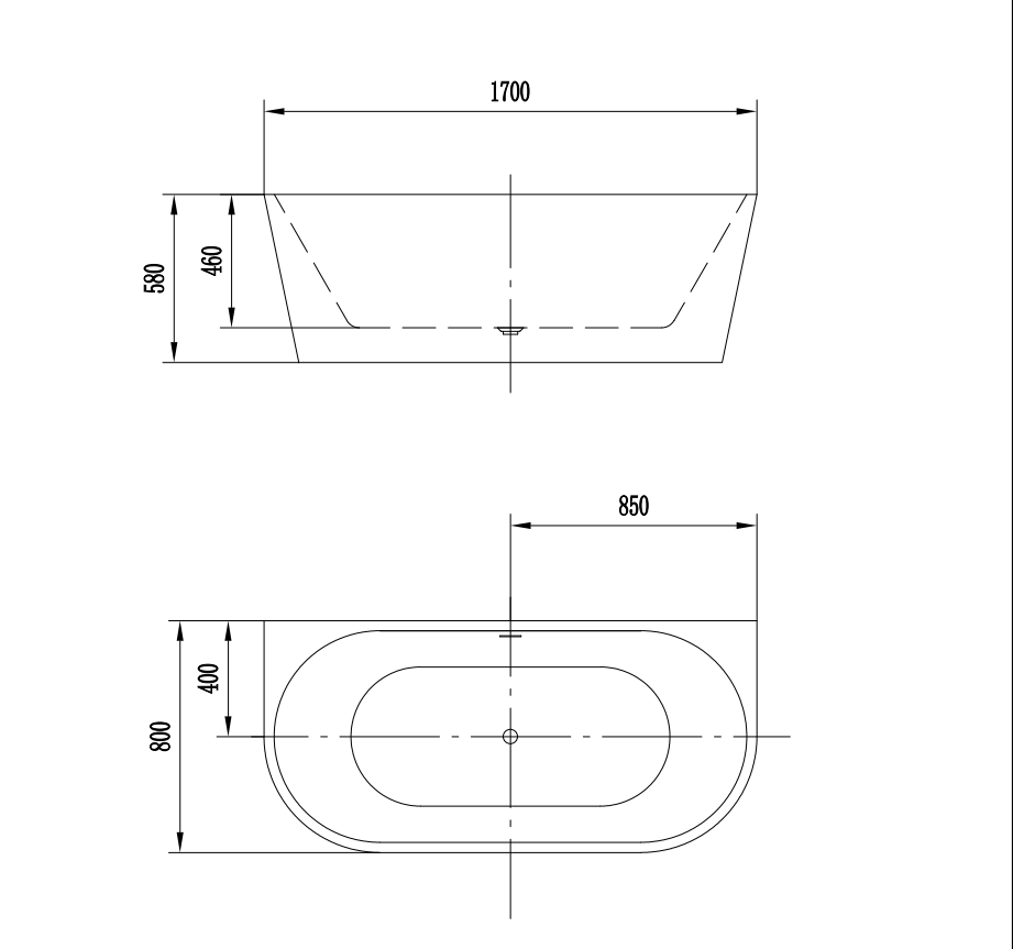 Акриловая ванна AM-206-1700-800