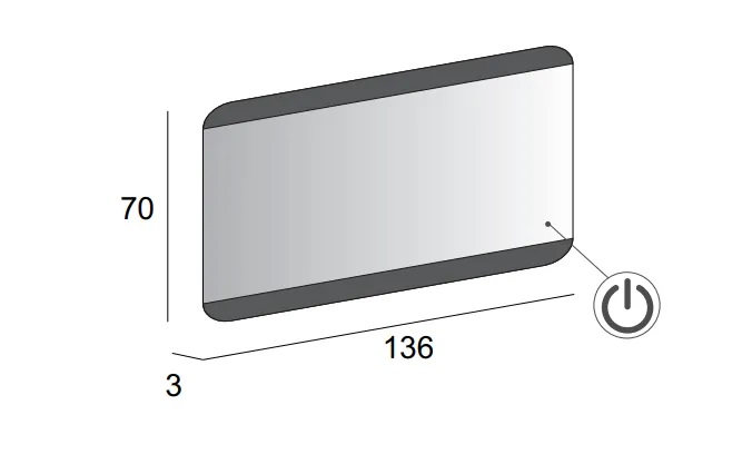 Зеркало CEZARES со встроенной LED подсветкой и сенсорным выключателем Touch system 45006