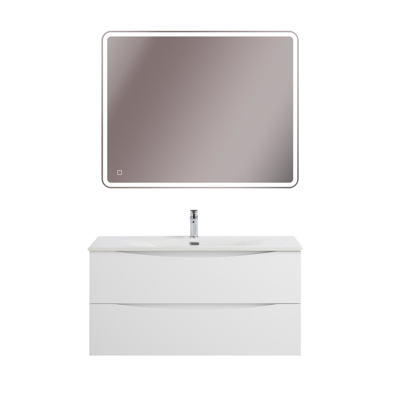 Тумба с раковиной подвесная BelBagno MARINO-CER-N-1000-2C-SO-BO-P Bianco Opaco, раковина белая BB-8099-100