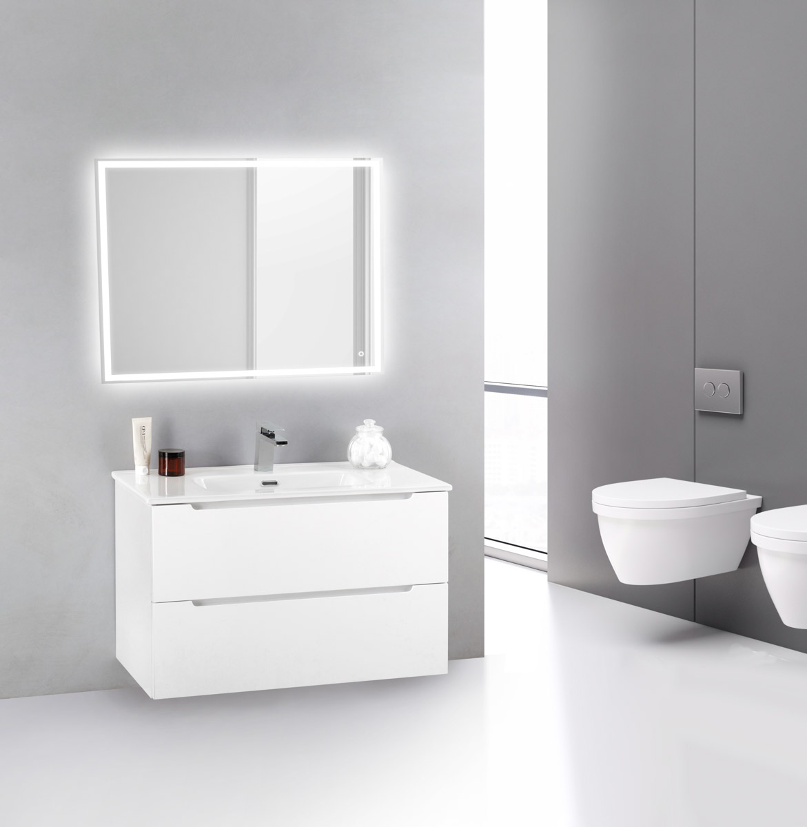 Мебель для ванной комнаты BelBagno ETNA Bianco Lucido 120 см ETNA-1200-2C-SO-BL-P + BB1200ETL