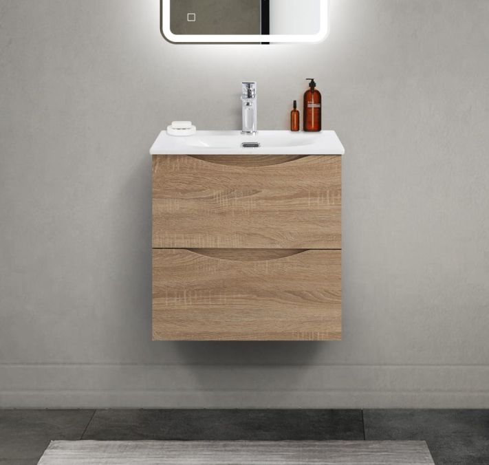 купить Тумба с раковиной подвесная BelBagno MARINO-CER-MINI-500-2C-SO-WO-P Rovere Bianco, раковина белая BB-8099-3-50 