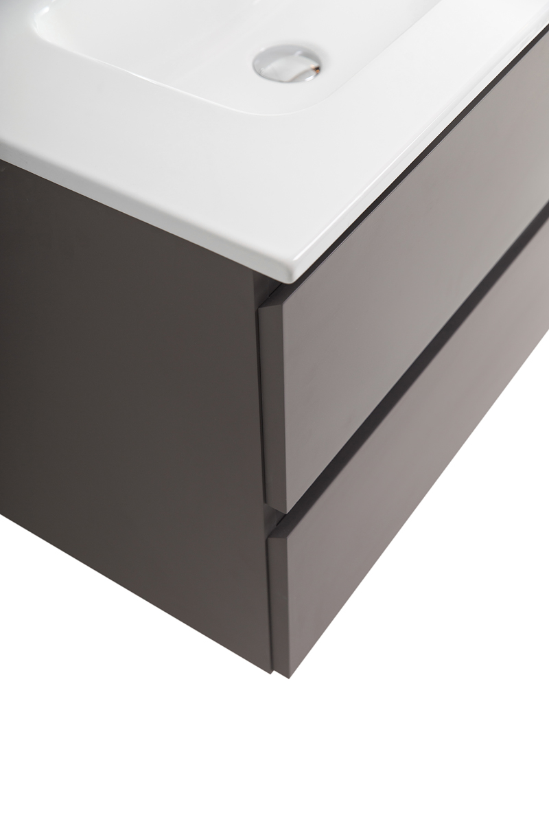 Тумба с раковиной подвесная BelBagno KRAFT-600-2C-SO-GSO Темно-Серый матовый, раковина белая BB600ETL