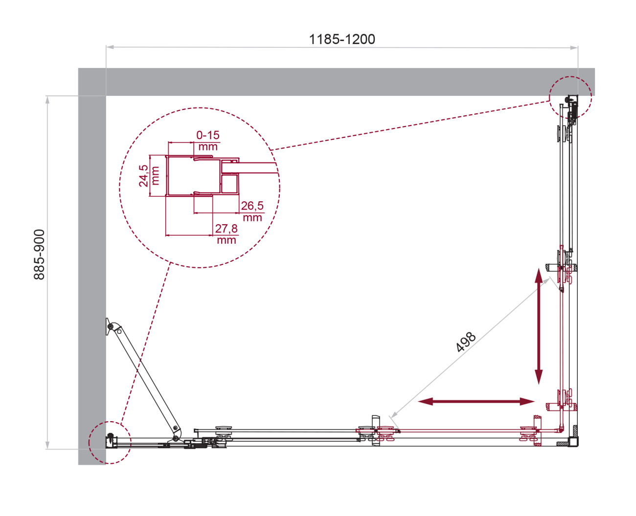Душевой уголок BelBagno LUCE-AH-21-120/90-C-Cr