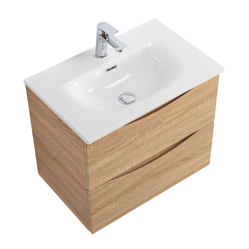Тумба с раковиной подвесная BelBagno MARINO-CER-MINI-500-2C-SO-WO-P Rovere Bianco, раковина белая BB-8099-3-50