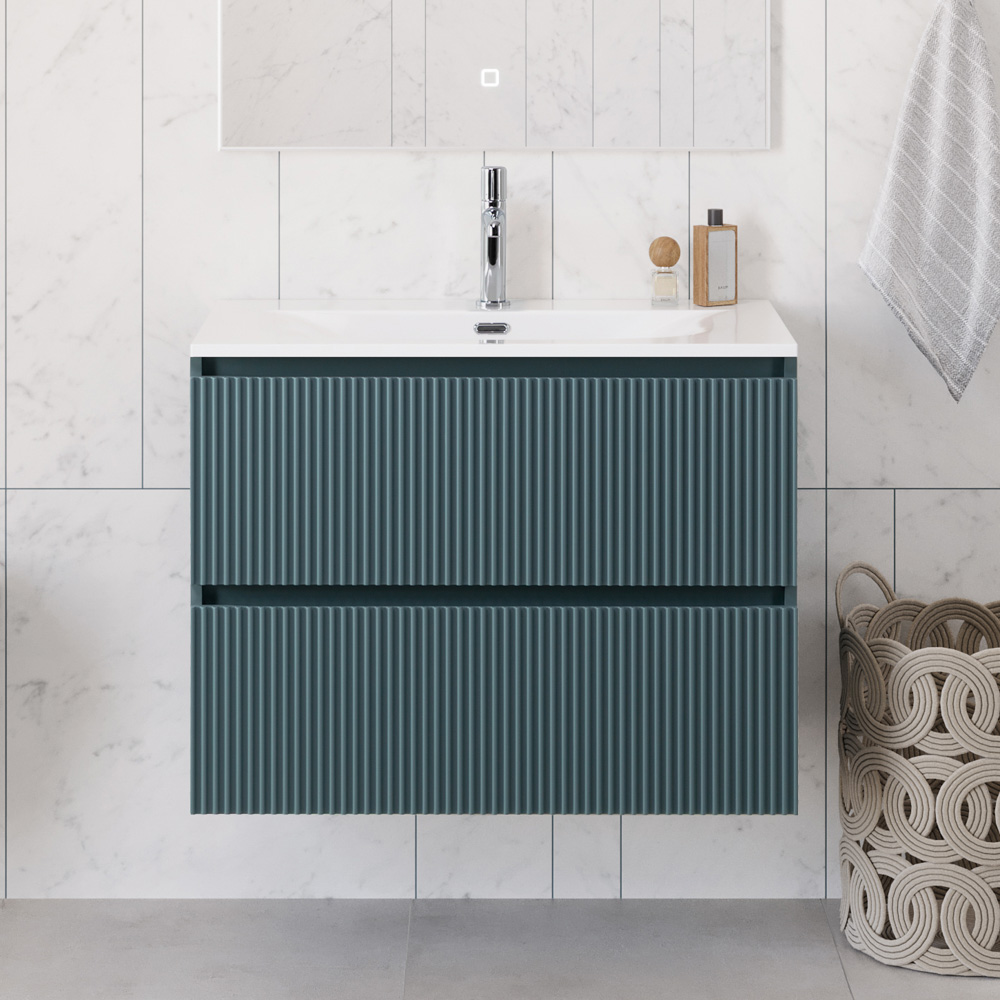 купить Тумба с раковиной подвесная BelBagno UNO-900-2C-SO-AO Голубой матовый, раковина белая BB-8099-90 