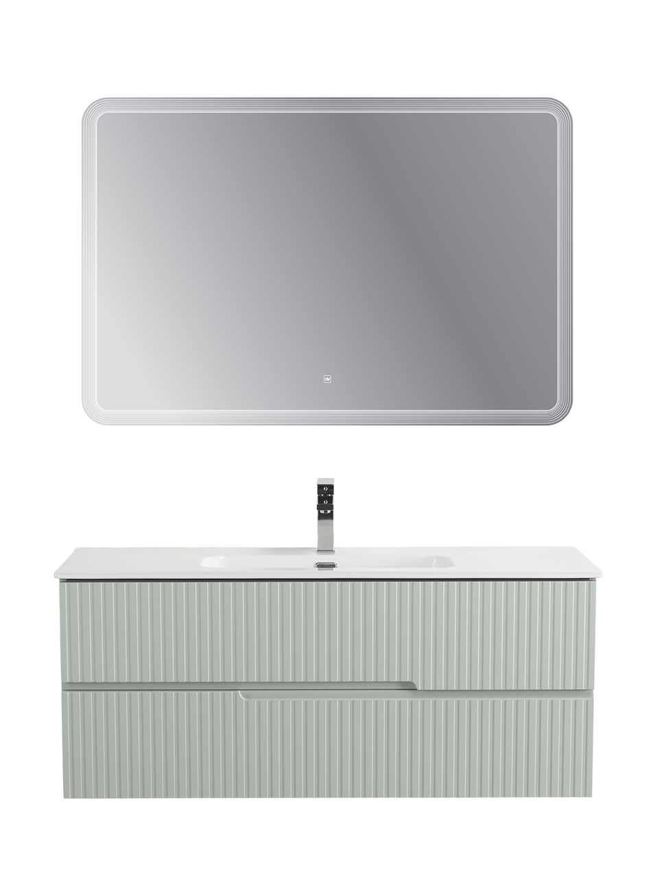 Тумба подвесная CEZARES DUET-N-1200-2C-SO-VPR-P с раковиной CZR-8095-120, зеленый жемчужный