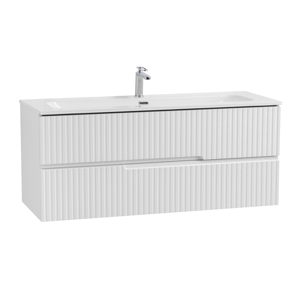 Тумба подвесная CEZARES DUET-N-1200-2C-SO-BL с раковиной CZR-8073-120, белый глянец