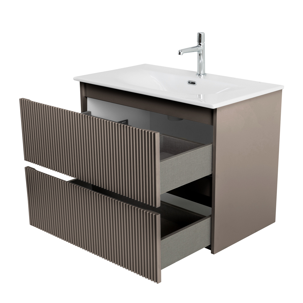 Тумба с раковиной подвесная BelBagno UNO-MINI-700-2C-SO-СO Бежевый матовый, раковина белая BB-8099-3-70